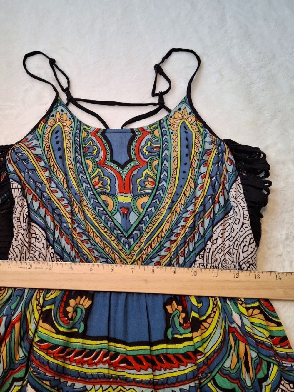 Angie Maxi Dress Sz M Strappy Colorful Boho Festival Sundress Hippie - Picture 12 of 13